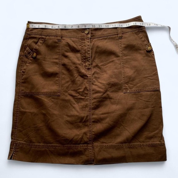 Jones New York Signature Women Y2K Vintage Brown Cotton Cargo Skirt Size 12 Mini - Picture 5 of 6